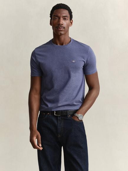 GANT Cotton Regular Fit Short Sleeve Shield T-Shirt, Dark Blue, Dark Blue
