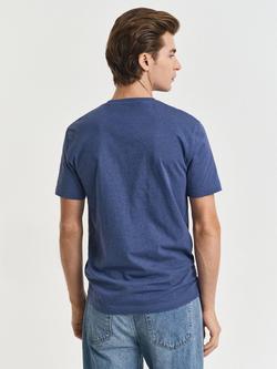 GANT Cotton Regular Fit Short Sleeve Shield T-Shirt, Dark Blue - view 2, Dark Blue