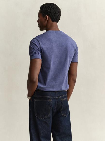 GANT Cotton Regular Fit Short Sleeve Shield T-Shirt, Dark Blue - view 2, Dark Blue
