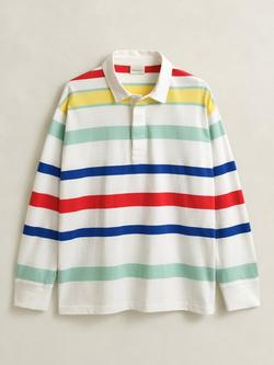 GANT Cotton Stripe Rugby Top, Eggshell/Multi, Eggshell/Multi