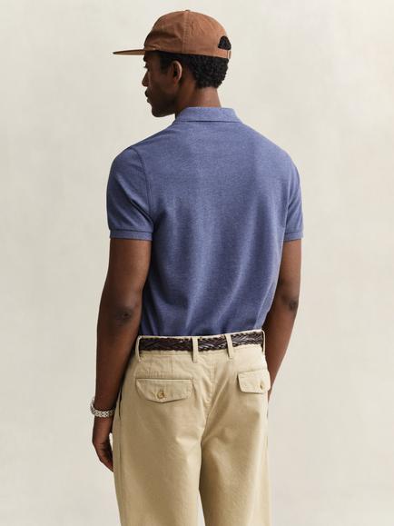 GANT Cotton Regular Fit Short Sleeve Pique Polo Shirt, Dark Blue - view 2, Dark Blue