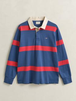 GANT Cotton Stripe Rugby Top, Vintage Blue, Vintage Blue