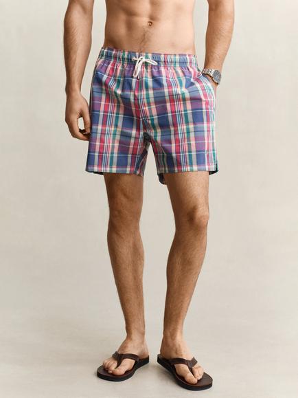 GANT Cotton Blend Check Swim Shorts, Madras, Madras
