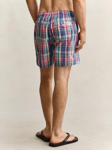 GANT Cotton Blend Check Swim Shorts, Madras - view 2, Madras