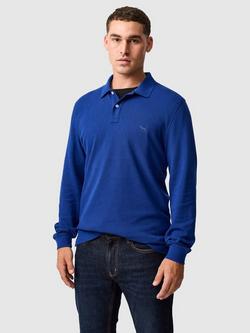 Rodd & Gunn Gunn Cotton Slim Fit Long Sleeve Polo Shirt, Dark Cobalt
