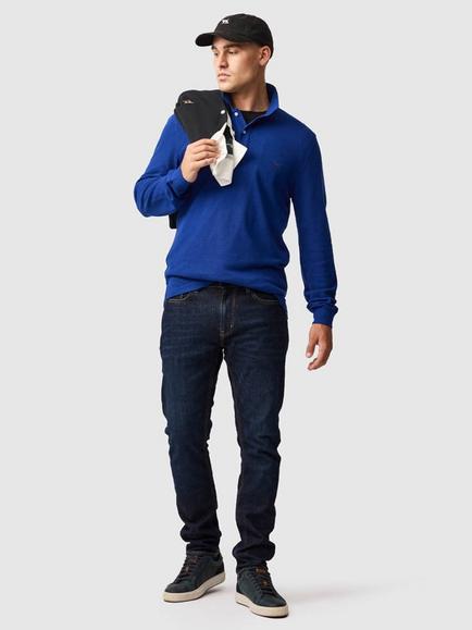 Rodd & Gunn Gunn Cotton Slim Fit Long Sleeve Polo Shirt - view 2, Dark Cobalt