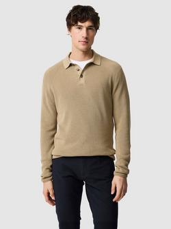 Rodd & Gunn Eastern Bush Knitted Cotton Polo Neck Jumper, Camel