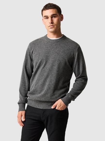Rodd & Gunn Stewart Island Australian Wool Blend Crew Neck Jumper, Asphalt
