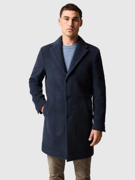 Rodd & Gunn Colwood Single Breasted Wool Blend Coat, Navy Marle