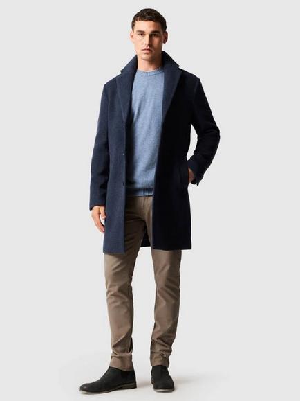 Rodd & Gunn Colwood Single Breasted Wool Blend Coat - view 2, Navy Marle