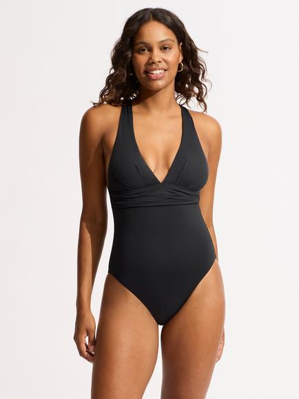 Seafolly Collective Cross Back Swimsuit, Black