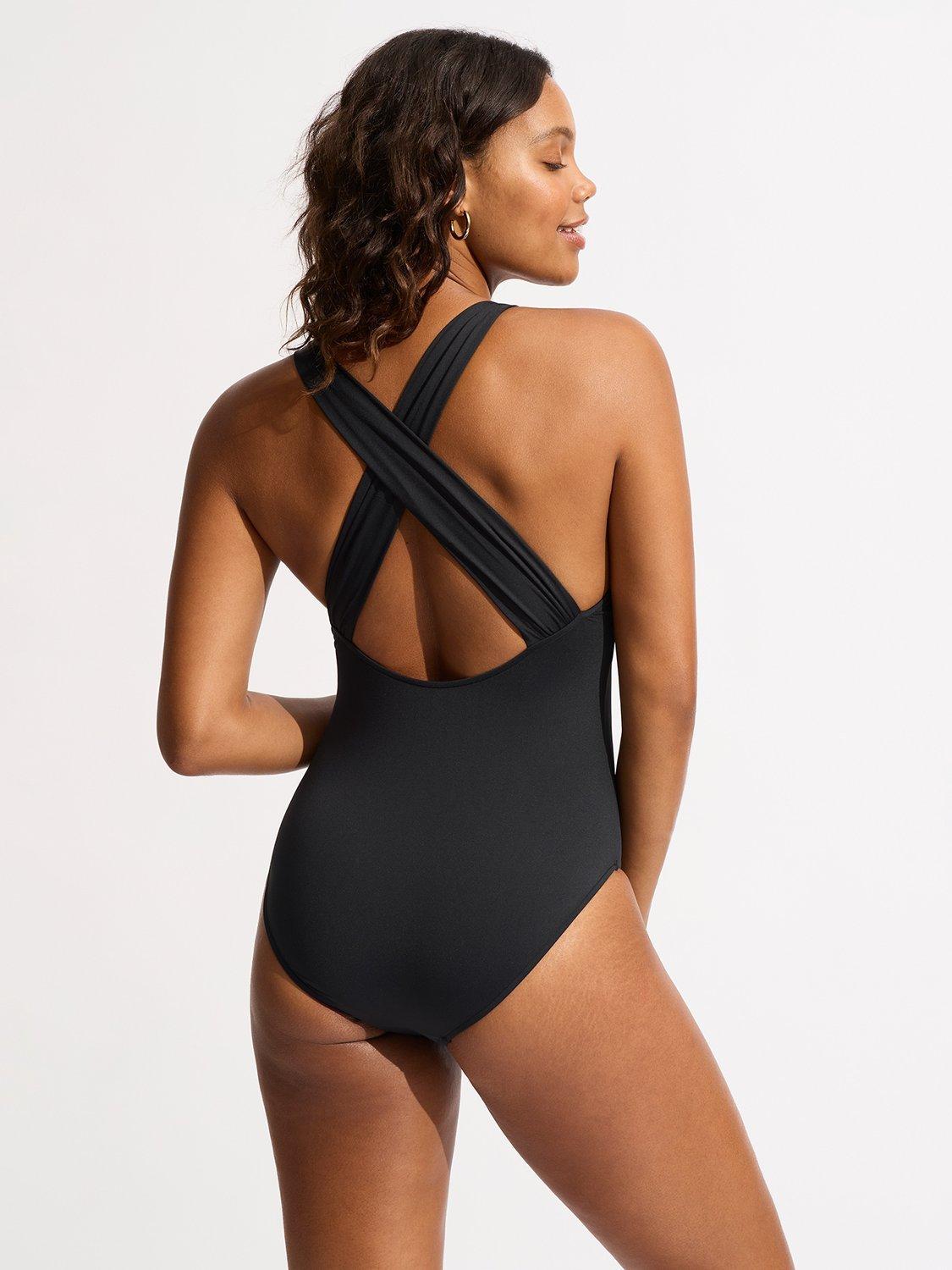 Product image 3 of 4, which shows Seafolly Collective Crossback Swimsuit, Black, 8