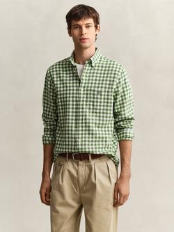 GANT Linen Blend Gingham Shirt, Dry Herb Green, Dry Herb Green
