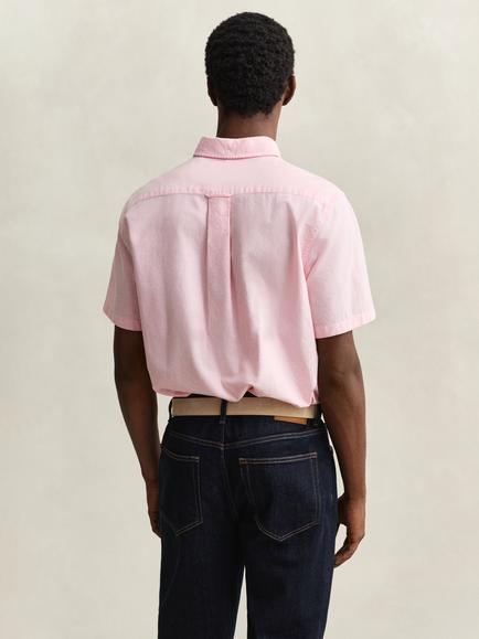 GANT Cotton Regular Fit Short Sleeve Oxford Shirt, Washed Pink - view 2, Washed Pink