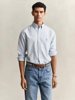 GANT Cotton Regular Fit Stripe Oxford Shirt, Sky Blue, Sky Blue