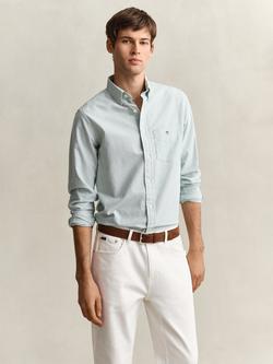 GANT Regular Fit Striped Cotton Oxford Shirt, Faded Olive, Faded Olive