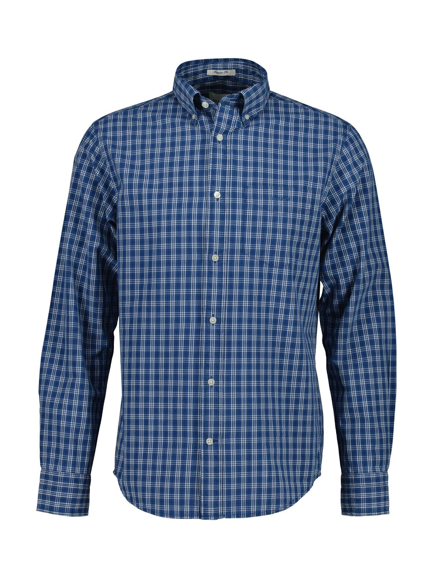 Product image 1 of 2, which shows GANT Organic Cotton Regular Fit Check Shirt, Indigo, S