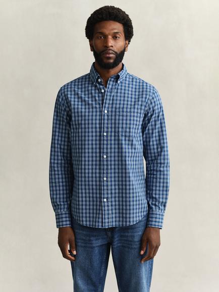 GANT Organic Cotton Regular Fit Check Shirt, Indigo, Indigo