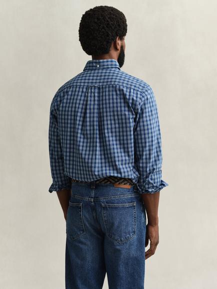GANT Organic Cotton Regular Fit Check Shirt, Indigo - view 2, Indigo