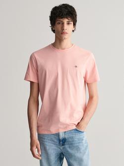 GANT Cotton Regular Fit Short Sleeve Shield T-Shirt, Bubbelgum Pink, Bubbelgum Pink