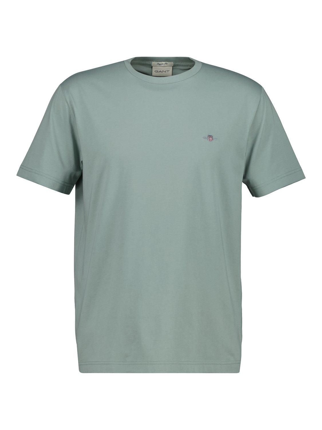 Product image 1 of 2, which shows GANT Shield Regular Fit Short Sleeve Cotton T-Shirt, Ceramic Grey, S