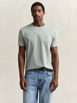 GANT Shield Regular Fit Short Sleeve Cotton T-Shirt, Ceramic Grey, Ceramic Grey