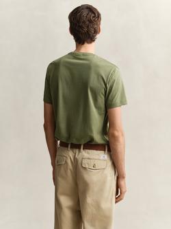 GANT Cotton Regular Fit Short Sleeve Shield T-Shirt, Dry Herb Green - view 2, Dry Herb Green