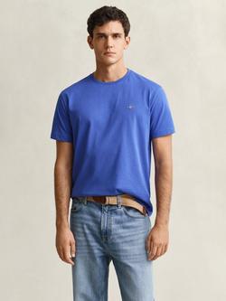 GANT Shield Regular Fit Short Sleeve Cotton T-Shirt, Royal Blue, Royal Blue