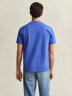 GANT Shield Regular Fit Short Sleeve Cotton T-Shirt, Royal Blue - view 2, Royal Blue