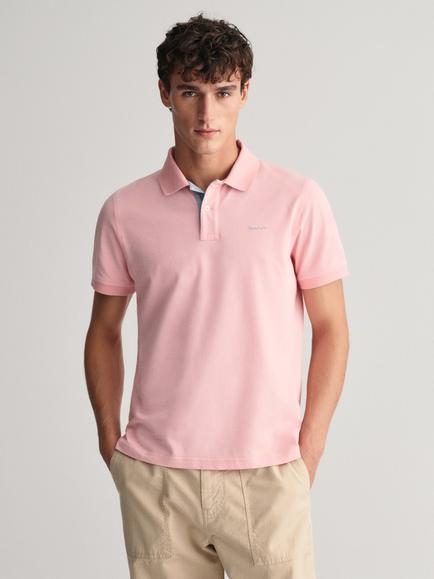 GANT Cotton Blend Regular Fit Short Sleeve Pique Polo Shirt, Bubbelgum Pink, Bubbelgum Pink
