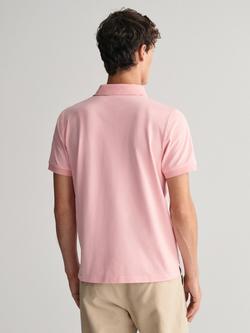 GANT Cotton Blend Regular Fit Short Sleeve Pique Polo Shirt, Bubbelgum Pink - view 2, Bubbelgum Pink