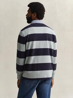 GANT Striped Cotton Rugby Shirt, Ceramic Grey - view 2, Ceramic Grey