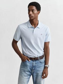 GANT Regular Fit Short Sleeve Pique Cotton Polo Shirt, Fresh Blue, Fresh Blue