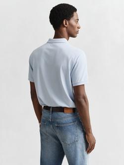 GANT Regular Fit Short Sleeve Pique Cotton Polo Shirt, Fresh Blue - view 2, Fresh Blue