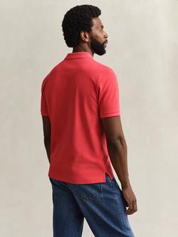 GANT Regular Fit Short Sleeve Pique Cotton Polo Shirt, Rose Red - view 2, Rose Red