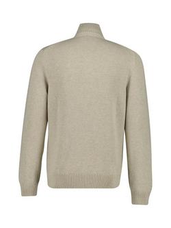 GANT Casual Half Zip Cotton Knit Jumper, Oat Melange - view 2, Oat Melange