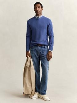 GANT Cotton with Cashmere Crew Neck Jumper, Vintage Blue, Vintage Blue