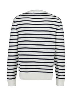 GANT Cotton Stripe Graphic Crew Neck Jumper, Eggshell - view 2, Eggshell