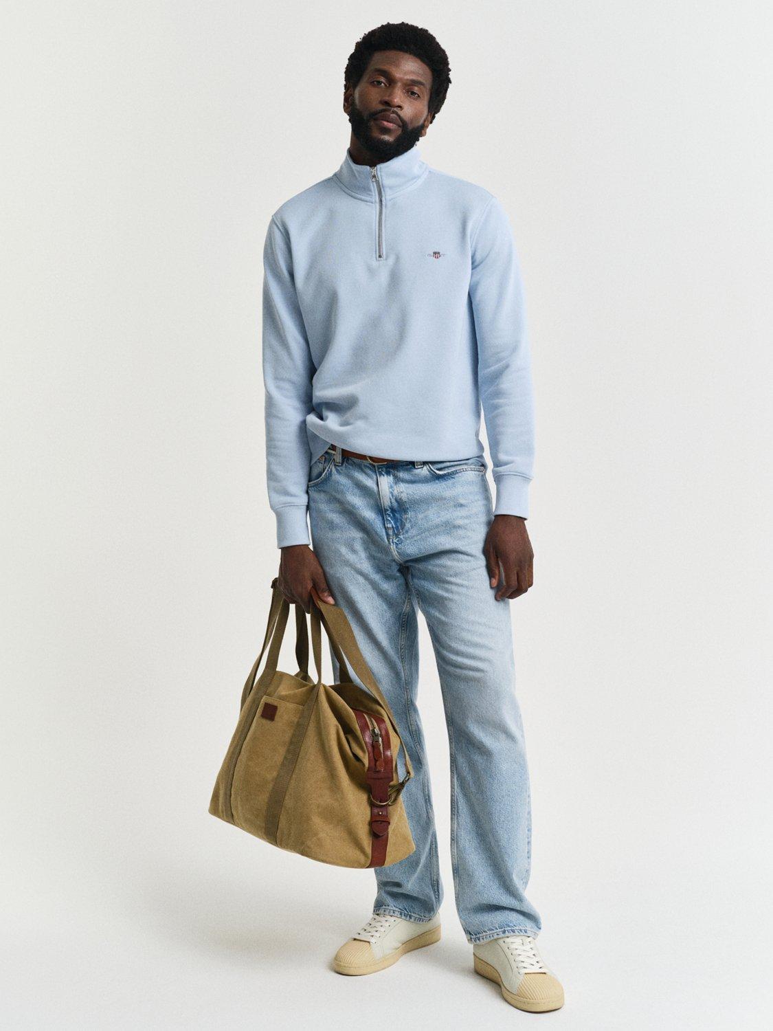 Product image 3 of 4, which shows GANT Cotton Blend Shield Logo Half-Zip Sweatshirt, Fresh Blue, S