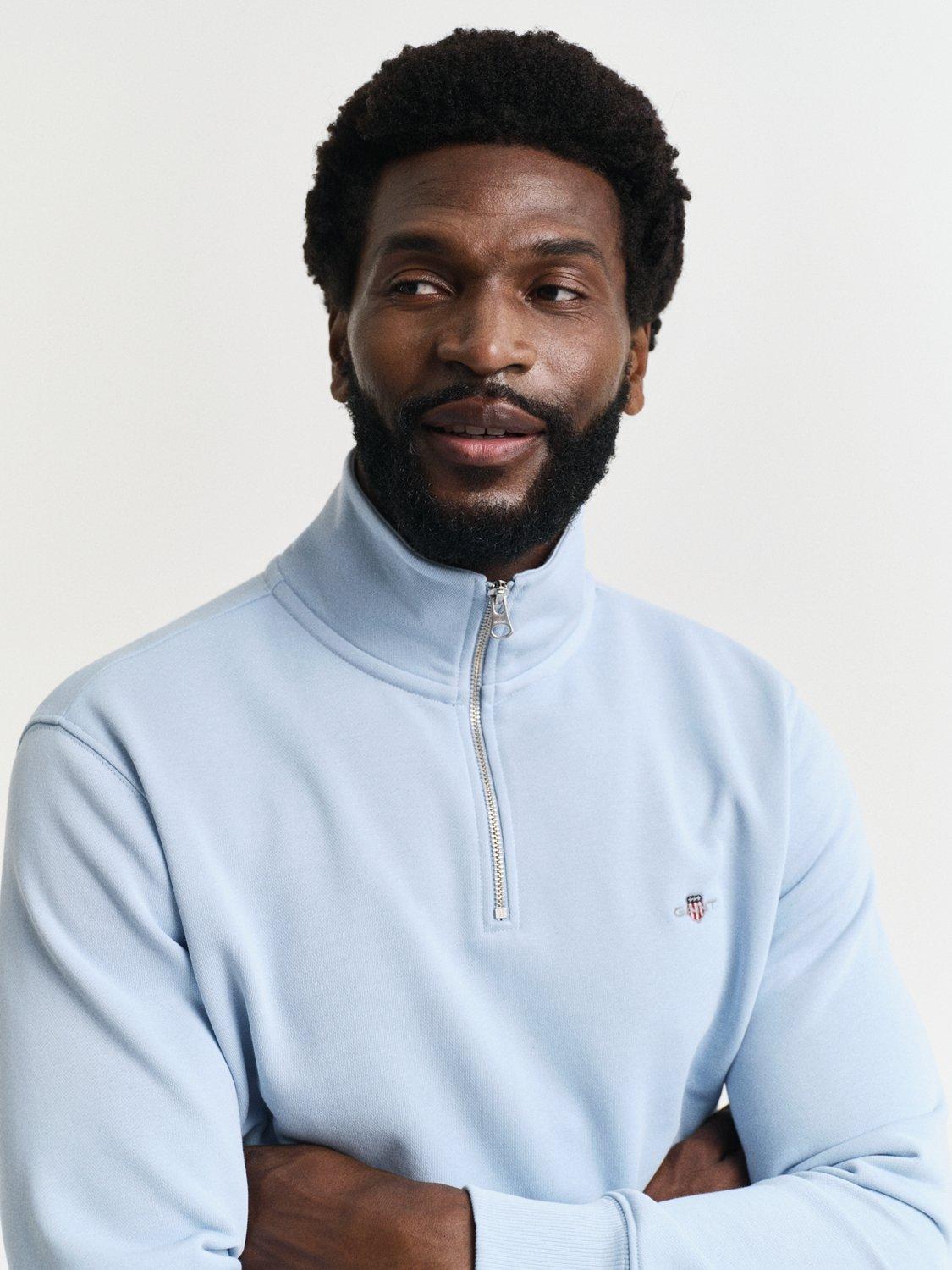Product image 4 of 4, which shows GANT Cotton Blend Shield Logo Half-Zip Sweatshirt, Fresh Blue, S