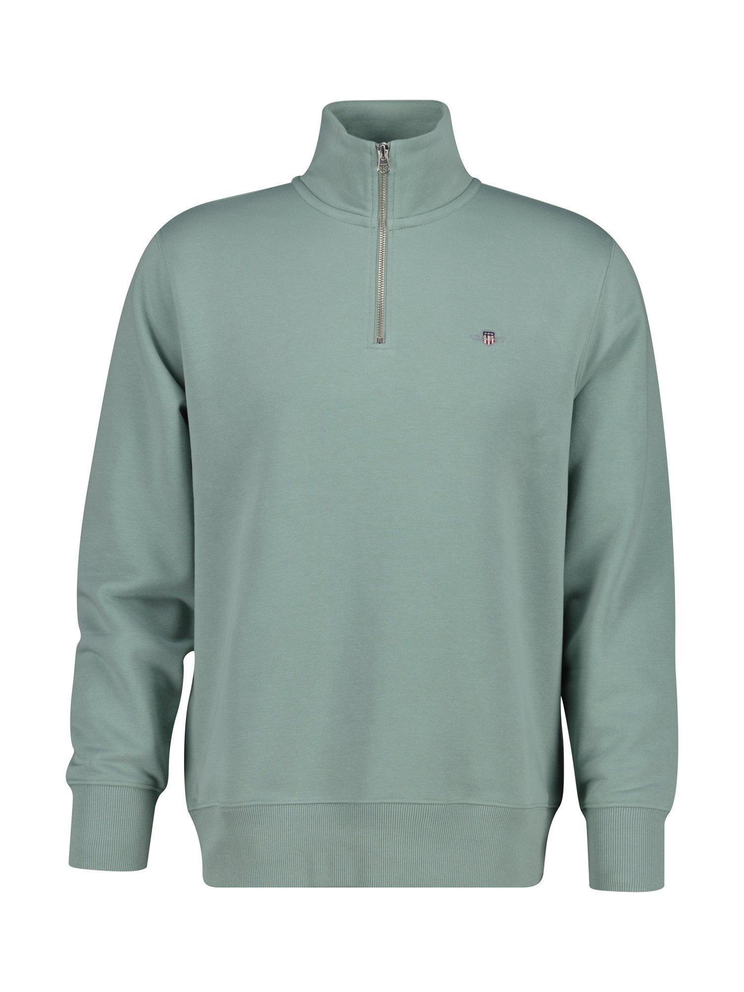Product image 1 of 2, which shows GANT Cotton Blend Half-Zip Sweatshirt, Ceramic Grey, S