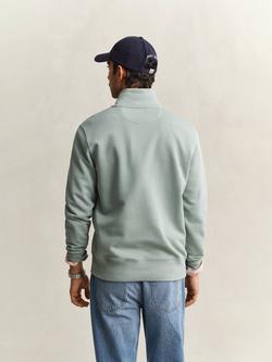 GANT Cotton Blend Half-Zip Sweatshirt, Ceramic Grey - view 2, Ceramic Grey