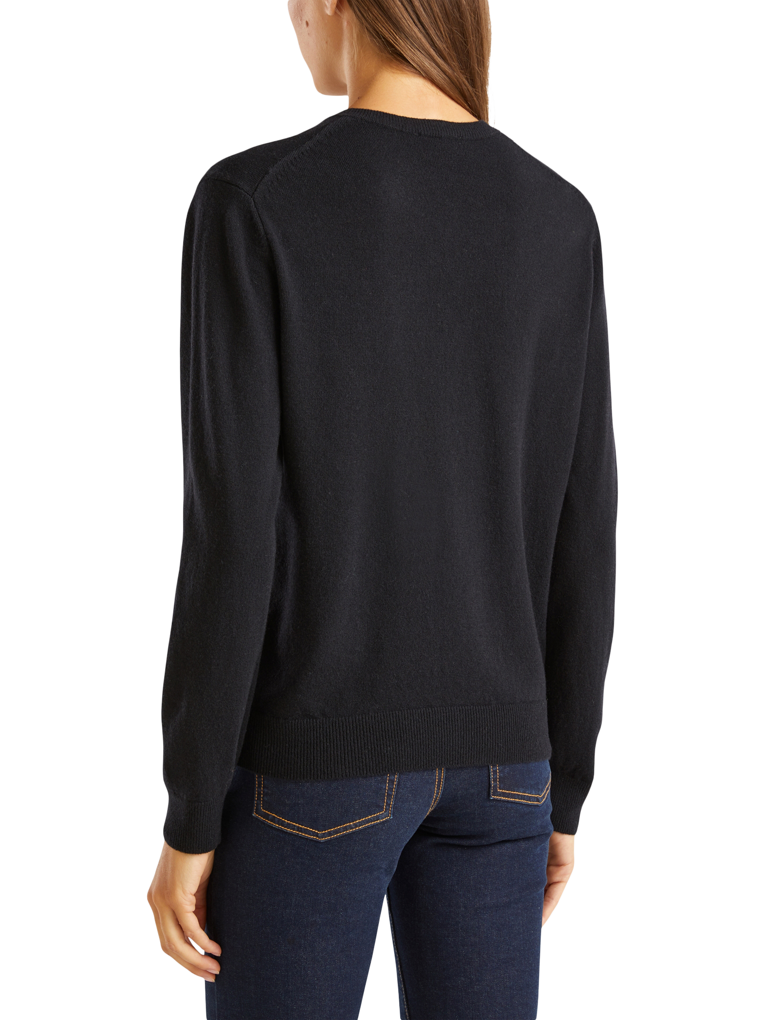 Product image 2 of 5, which shows Benetton Wool Crew Neck Cardigan, Black, S