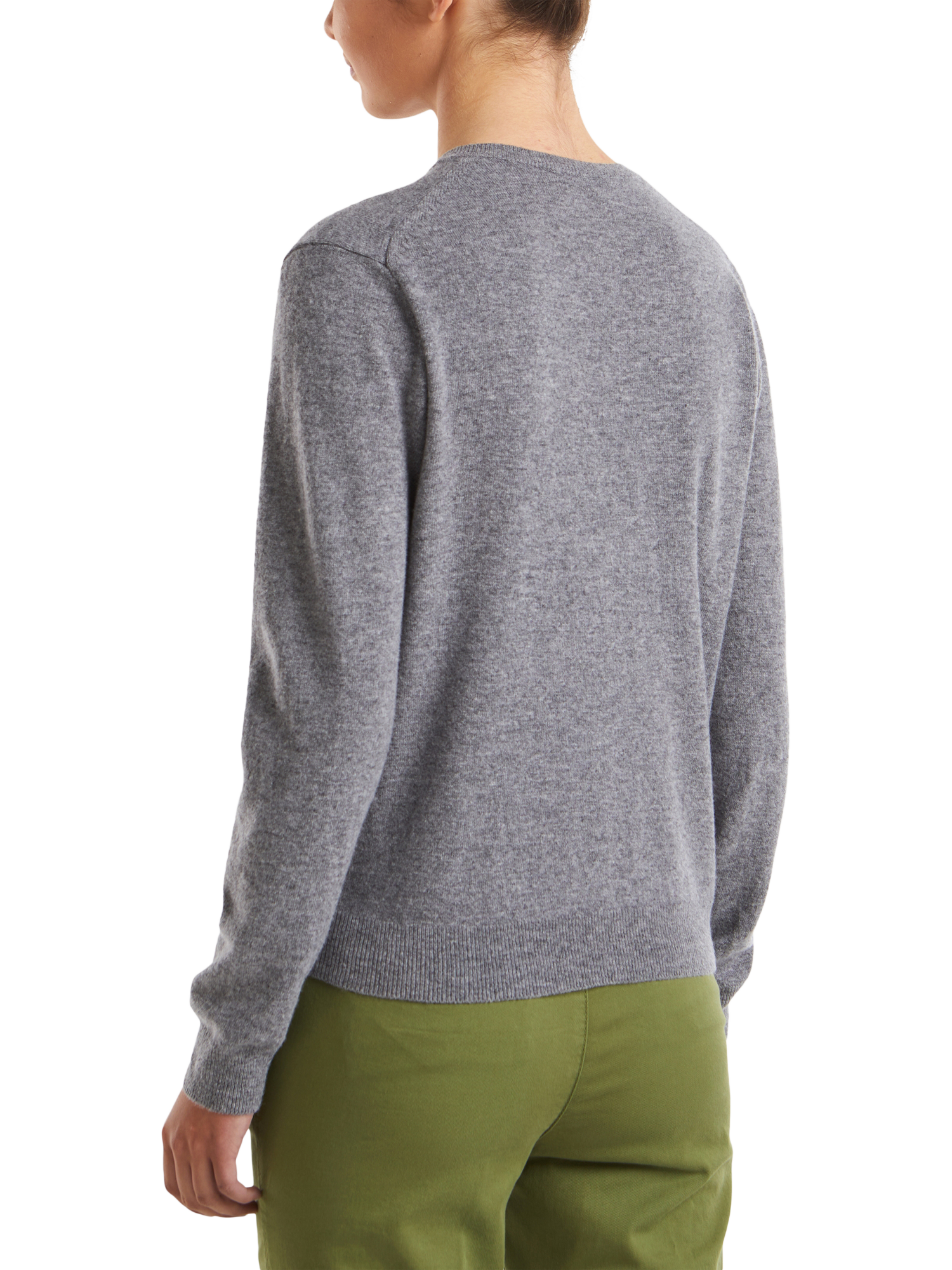 Product image 2 of 6, which shows Benetton Pure Wool Crew Neck Cardigan, Grey, XL