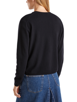 Benetton Pure Wool Crew Neck Cardigan - view 2, Black