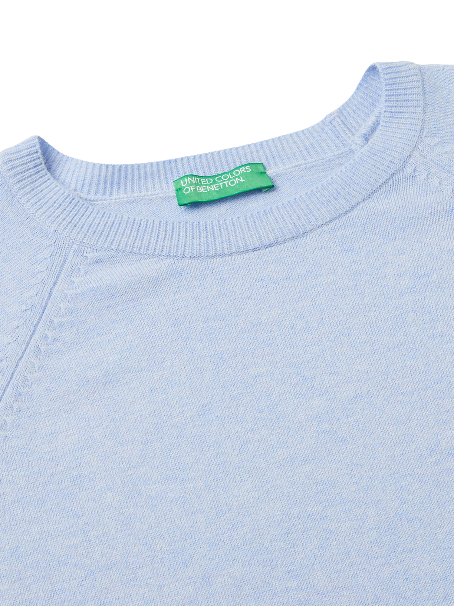 Product image 6 of 6, which shows Benetton Crew Neck Knit Jumper with Wool & Cashmere, Blue, XS