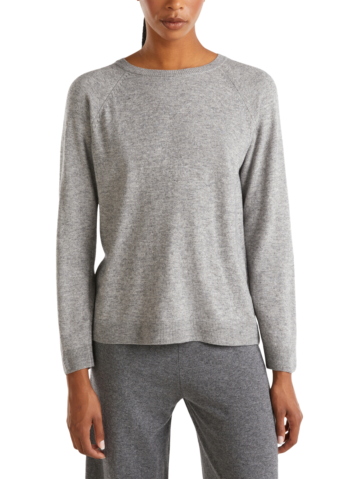 Product image 1 of 6, which shows Benetton Crew Neck Knit Jumper, Grey, XS