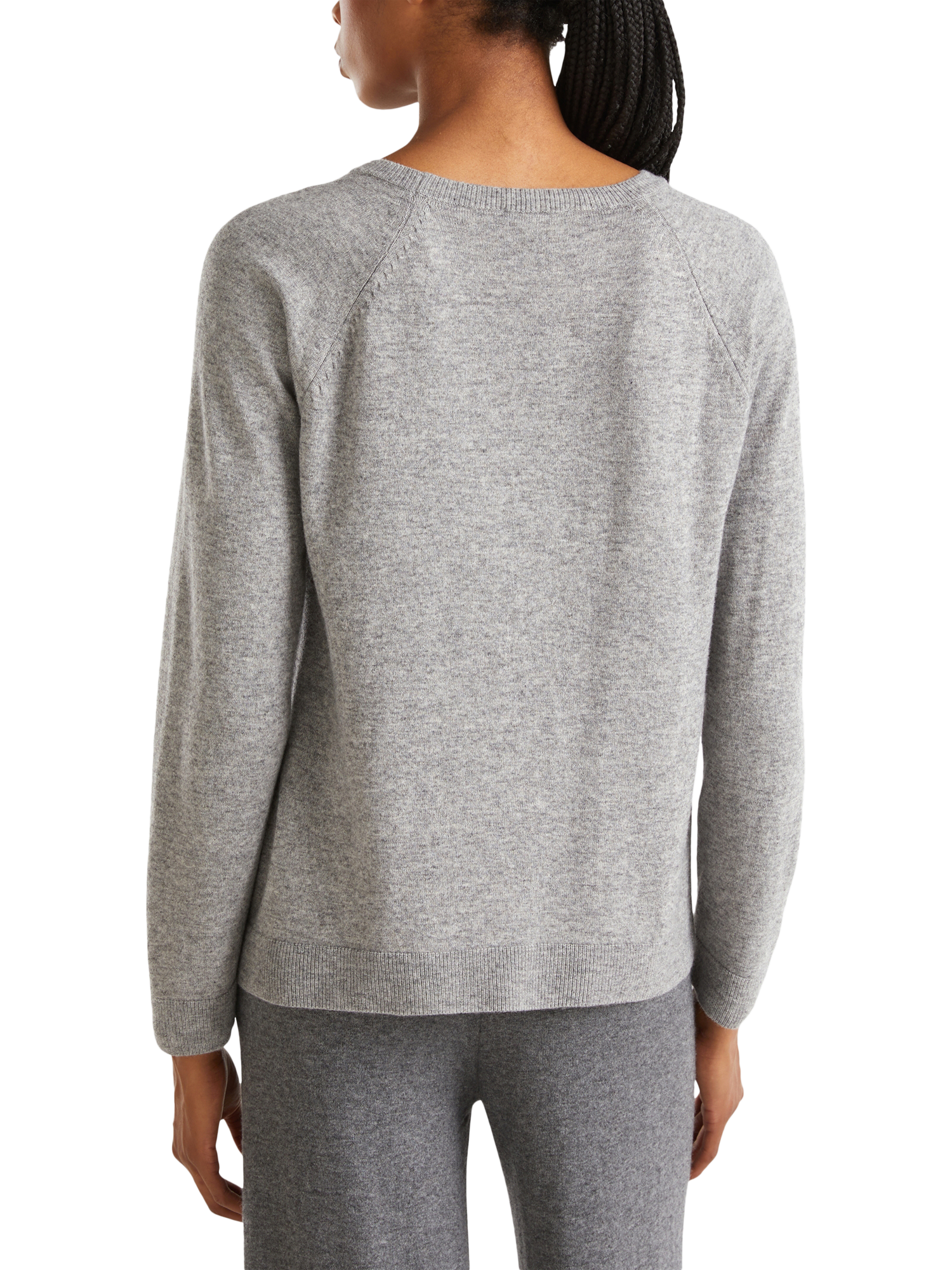 Product image 2 of 6, which shows Benetton Crew Neck Knit Jumper, Grey, XS