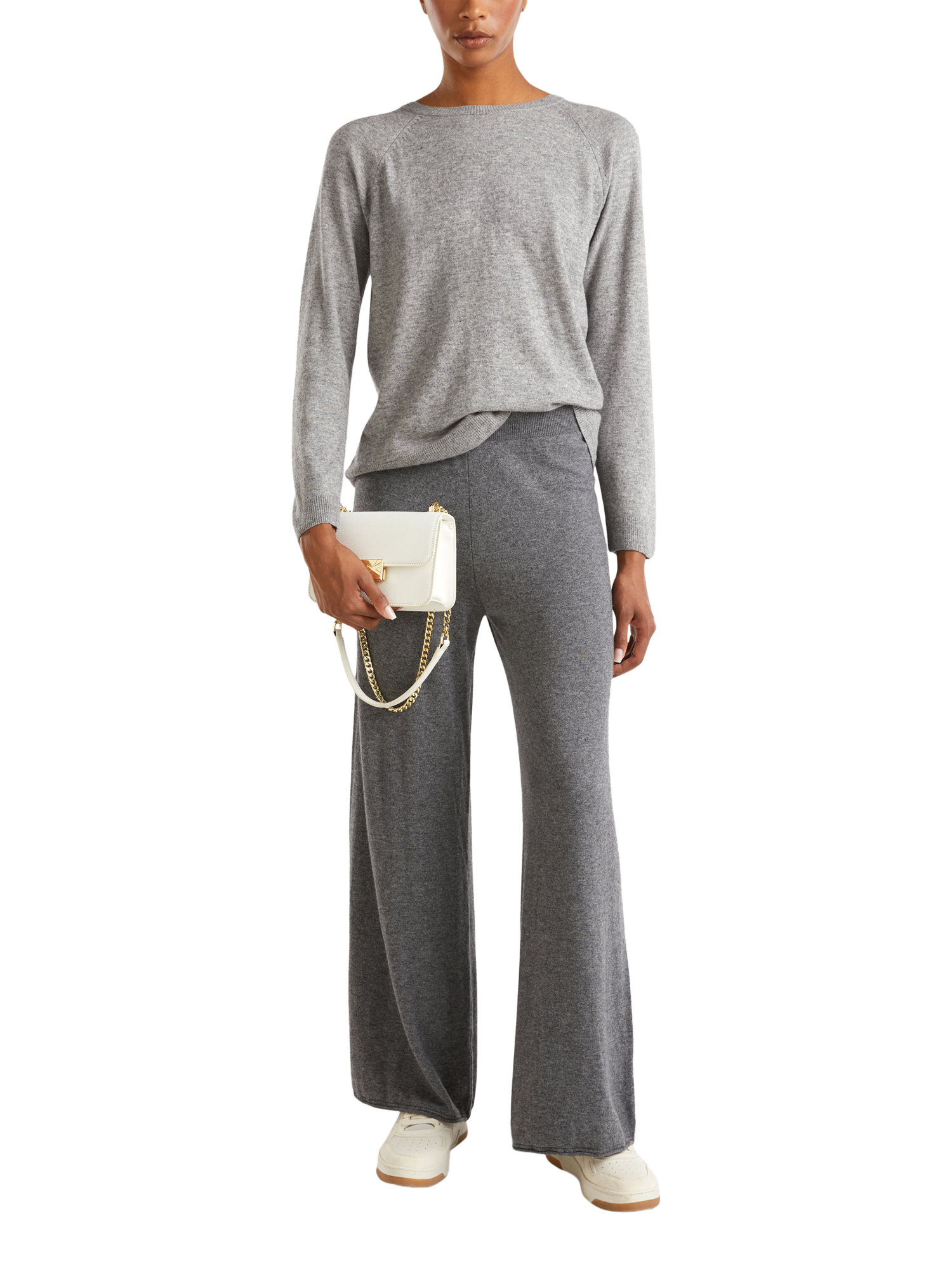 Product image 3 of 6, which shows Benetton Crew Neck Knit Jumper, Grey, XS