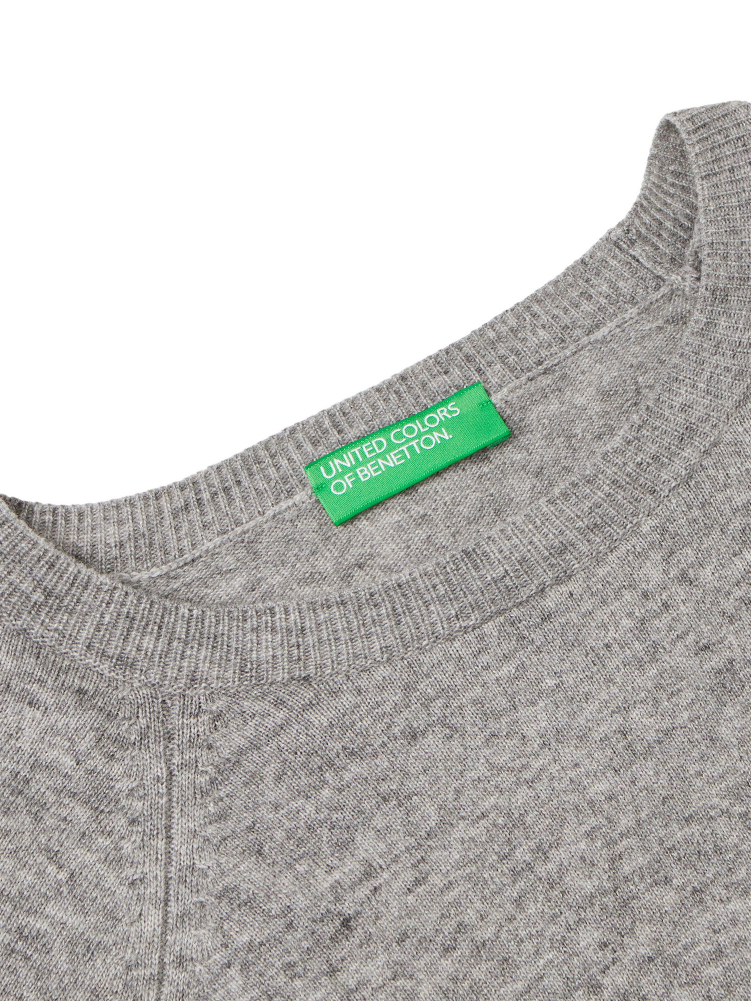 Product image 6 of 6, which shows Benetton Crew Neck Knit Jumper, Grey, XS